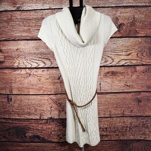 Cream Cowl Neck Y2K Sweater Dress